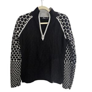 Neve Womens Merino Wool Pullover Sweater Size S Geometric 1/4 Zip Ski Cabincore